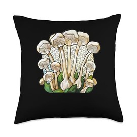 Enoki Mushrooms Stained Glass Throw Pillow
