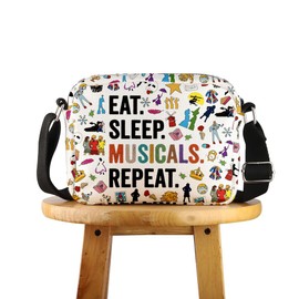 POFULL Broadway Acting Gift Musical Theatre Lover Gift Eat Sleep Musicals Repeat Crossbody Bag (SLEEP MUSICALS HCross)