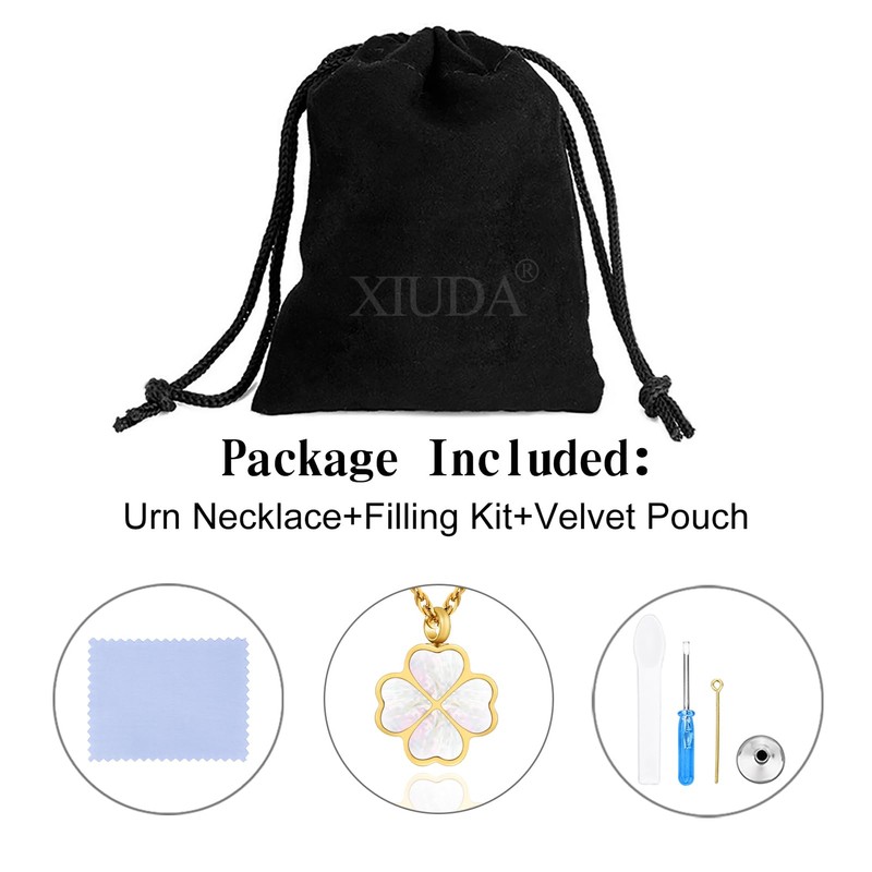 XIUDA Four Leaf Clover Urn Necklace for Ashes for Women