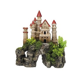 Nobby Aqua Ornaments Castle with Plants, 8" x 3.65" x 8.5", Pack of 1