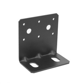Black 6x6 Post Base Bracket with Reinforcement Ribs, Angle Brackets with Powder Coated for Wood Post to Deck or Concrete Ground, 11 Gauge, 10 Pack