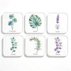Watercolor Botanical Acrylic Coasters, Double-Sided UV Printed, CNC Polished Edges,