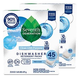 Seventh Generation Seventh Generation Dishwasher Detergent Packs Free & Clear Pack of 2 for sparkling dishes Dishwasher tabs 45 count