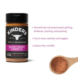 3-Pack Kinder's Black Cherry Chipotle Seasoning & BBQ Rub (6 oz each). Premium Gluten-free Seasoning. Includes Complimentary Teaspoon Scoop