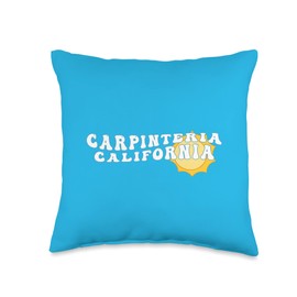 Carpinteria State Beach California Souvenirs Carpinteria California CA Retro Wavy Souvenir Vacation Throw Pillow, 16x16, Multicolor