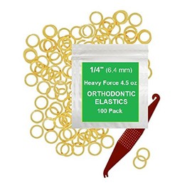 Orthodontic Rubber Bands for Braces - Premium Quality Elastic Teeth Rubber Bands for Braces, Fix Tooth Gaps, Dreadlocks, Includes Free Elastic Placer- Heavy Force 4.5 oz, 1/4 Inch, Natural (100 Pack)