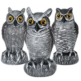 Hutisyoe 3-Pack Realistic Owl Statues for Outdoor Decor – Garden, Yard, Patio Decoration – Lifelike Bird Sculpture for Bird Control