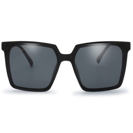 The Fresh Flat Lens Retro Oversized Square Sunglasses for Women (732501 Black, Grey), 732501 Black, X-Large