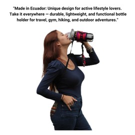 T1-AI Fabric Water Bottle Carrier – Includes Coin Pouch + 3D & Waterproof Sticker Packs, Adjustable Strap – Kit for Travel, Gym, Beach, Hiking, Walking, Biking & Daily Adventures (Rainbow)