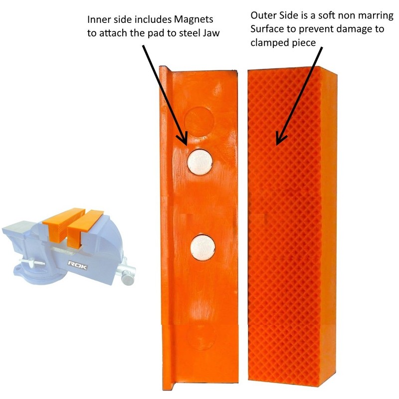 ROK 4-1/2 inch Magnetic Vise Jaw Liner Pads, Pair