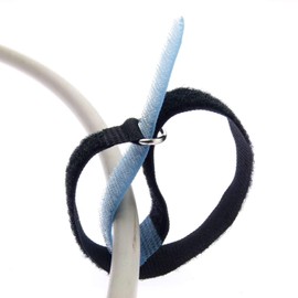 30 x 30 cm x 20 mm Resealable Velcro Cable Ties Light Blue with Metal Eyelet - Cable Velcro Tape 300 mm Reusable