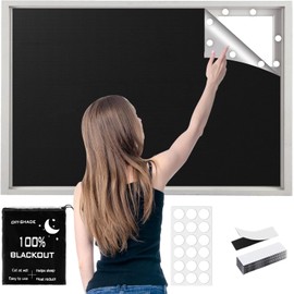 Blackout Blinds Stick On, 100% Blackout Blind Curtain for Window, 420D Fabric Portable Blackout Shades Film for Bedroom, Cut to Any Size, Black Out Blinds for Baby Travel Temporary, 200x145cm