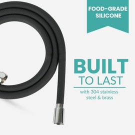 DLYYPLUS Silicone Shower Hose, Ultra-Soft Flexible Handheld Shower Head Hose Replacement, Extra Long and Anti-Kink Hose Extension for RV, Sprayer, Bidet, Pet Bathing (Black, 59 Inches)