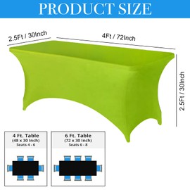 Green Stretchable Tablecloths,4ft Spandex Fitted Tablecover Washable Stretch Spandex Table Cover Fitted for Rectangle Tables,Universal Patio Elastic TableCover for Wedding Banquet Holiday Party
