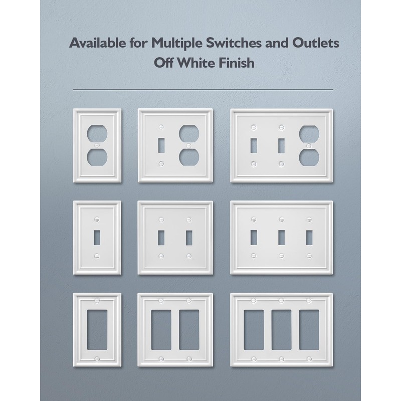 ZILLSEA 2-Pack Combination 1 Toggle/1 Duplex Wall Plate, Metal Light