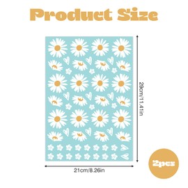 2 Stück Fahrrad Aufkleber Rahmen, Sticker Blumen, Autoaufkleber Blumen Wasserfest, Gänseblümchen Aufkleber, Prilblumen Aufkleber für Mülltonnen, Wanddekoration, Kühlschrank, Auto, Fahrradaufkleber