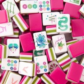 Custom Luxury 4 Tier American Mahjong Set Includes 4 Sets of Instructions and 160 Acrylic Mahjong Tiles for Family GatheringsColor: rose-17