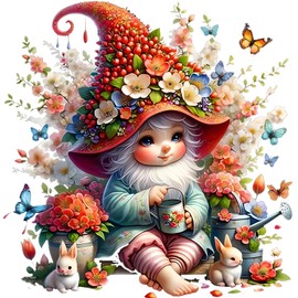 QQYRHN 5D Cartoon Elf Diamond Painting Kit for Adults Beginners Flowers Diamond Art Kits Complete DIY Gnome Diamond Embroidery Set Perfect for Relaxation and Decoration 30 x 30 cm