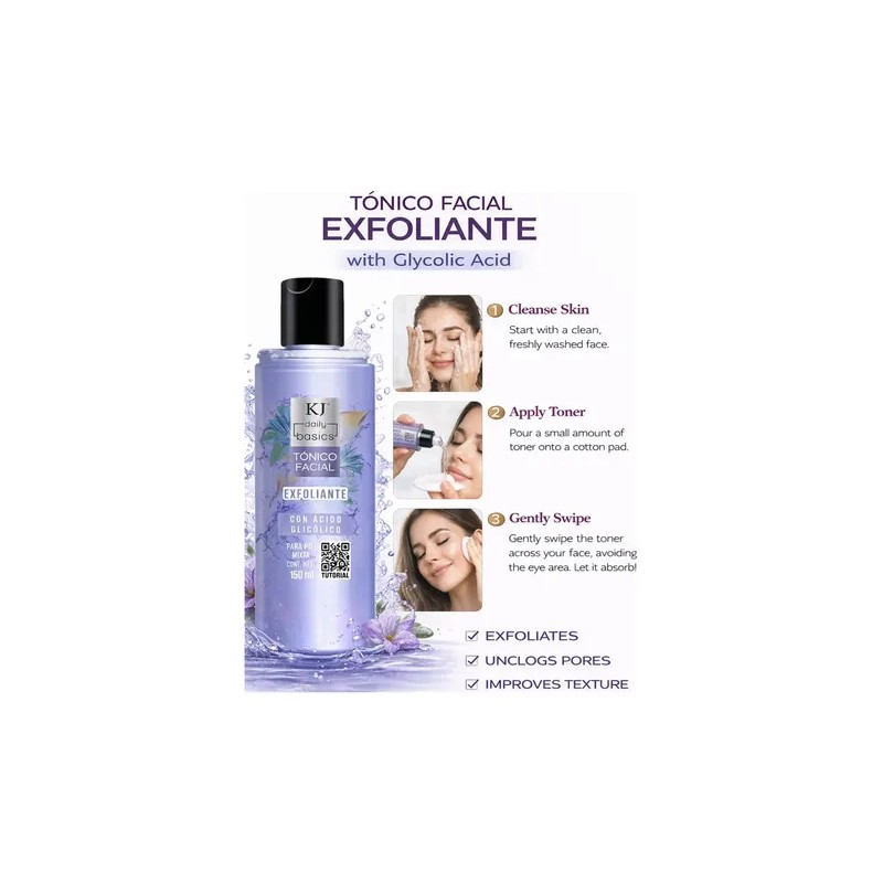 Kit 2 Tónico Facial Exfoliante Kj Ácido Glicólico 150 Ml