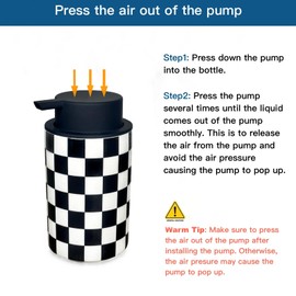 Hand Soap Dispenser for Bathroom, Modern Black and White Dish Soap Dispenser for Kitchen/Bathrooms Countertop, Bottles Refillable for Lotion Liquid Shampoo, Checkered Bathrooms/Kitchens Decor