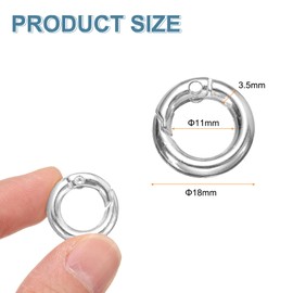 sourcing map 8pcs Spring O Ring Clip, Metal Spring Clasp Key Ring, 18mm / 11/16-inch Round Keychain Snap Buckle Accessories for Purse Shoulder Bag Lanyard Leather DIY Crafts, Silver