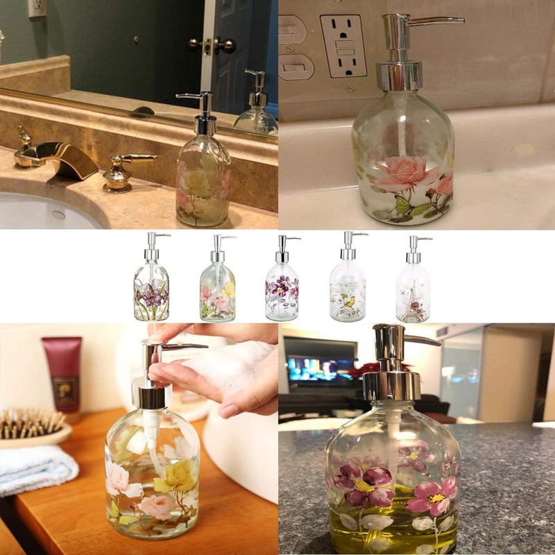 Glass Soap Dispenser Bottle with Pump,Refillable Liquid Hand Dispenser for