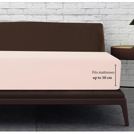 Linen Home Blush Double Fitted Sheet Deep fit 12''/30cm Microfibre Easy Care Fitted Bed Sheets Double - Super Soft Brushed Wrinkle and Fade Resistance Bedding (Double, Blush)