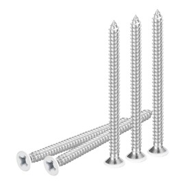 DTGN 50Pcs #10x3 Flat Head Wood Screws, 304 Stainless Steel White Phillips Self Tapping Screws - Good for Woodworking, Furniture - White