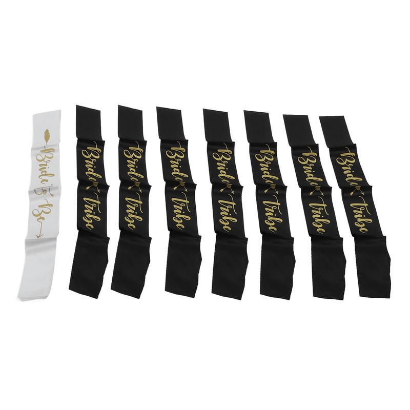 8Pcs Bride Bridesmaid Sash Gold Letters Hypoallergenic Material Wedding Bride