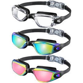 NSSIW Swimming-Goggles-for-Kids 8-14 Kids-Goggles-Swimming: No Leak Anti Fog with UV400 and Ultra-wide Field of View 3 Pack