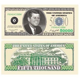American Art Classics Set of 100 Bills-$50,000.00 Casino Party Money