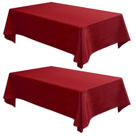 Fitable Faux Linen Tablecloths 2 Pack, Faux Burlap Fabric Table Clothes for Rectangle Tables, Red Table Covers for Kitchen Dining, Party, Farmhouse (Red, 54 x 78 Inch)