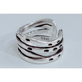 925 Sterling Silver Adjustable Layered Chain Ring, Party Rings For Women