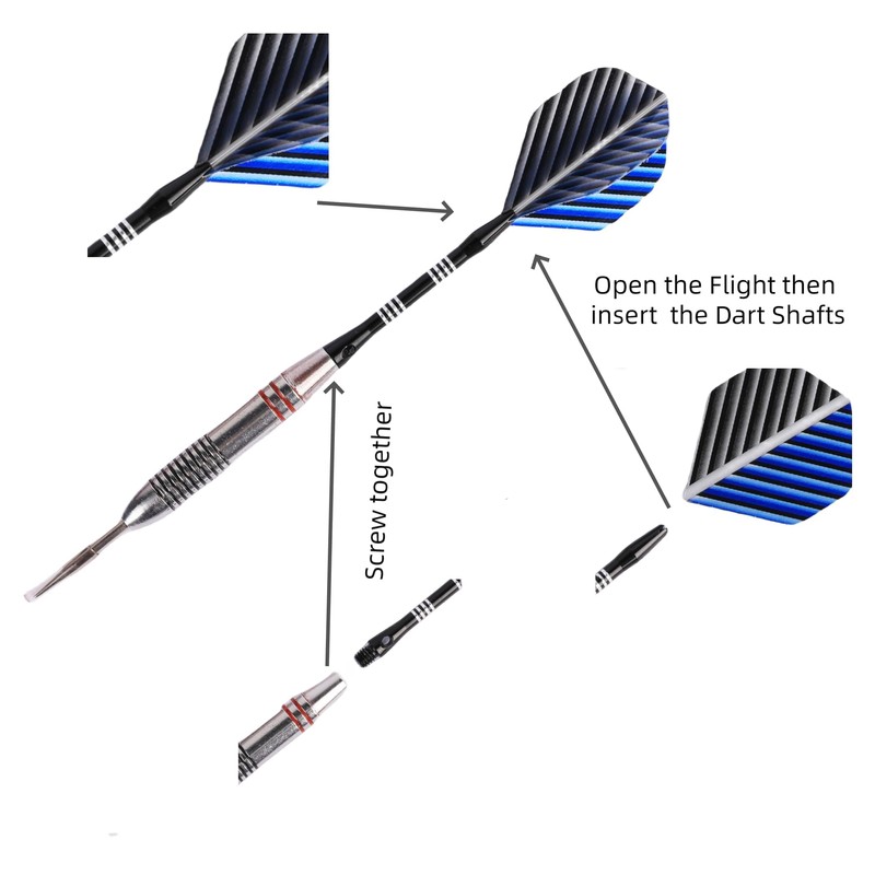 FUZVOL Professional Darts Set Steel Tip-Aluminum Stems Darts Flights with