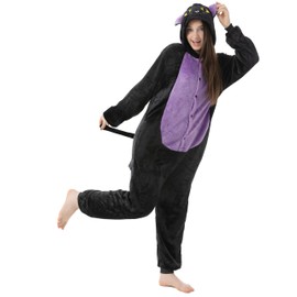 Katara 1744 Cat Black Costume Suit Onesie / Jumpsuit Onesie Bodysuit for Adults, Women, Men, Pyjamas, Unisex – Many Different Animals