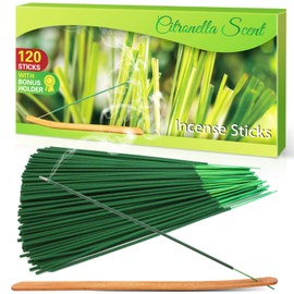 DERDUFT Citronella Incense Sticks, Citronella Incense with Portable Holder, Lemongrass Incense Sticks for Outdoor and Indoor, 120 Packs