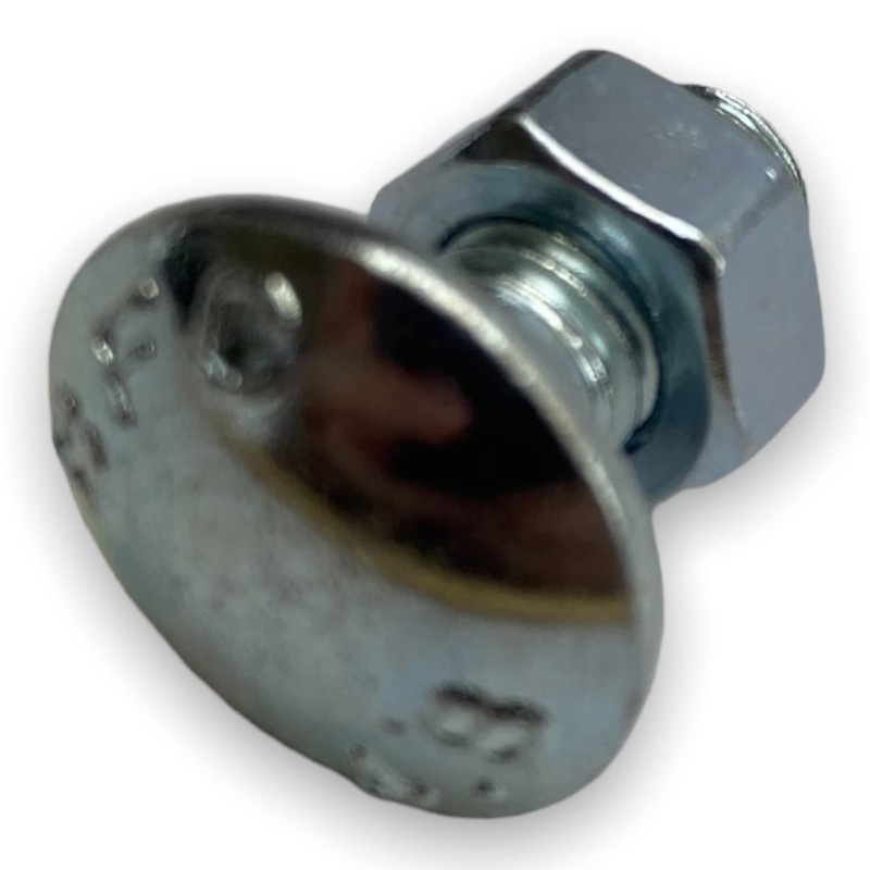 M8 Cup Square Carriage Bolt & Nut - Bright Zinc