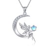 URONE Fairy Necklace 925 Sterling Silver Fairy Elf Moon Pendant