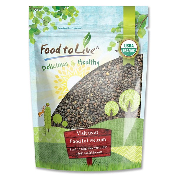 Organic French Green Lentils by Food to Live (Whole Dry Beans, Non-GMO, Kosher, Raw, Sproutable, Bulk) — 3 Pounds