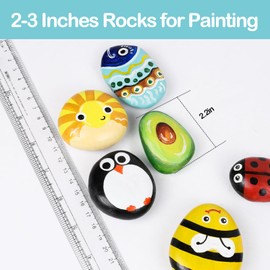Simetufy 45 Pcs Painting Rocks Bulk, River Rocks for Painting, Flat Smooth Rocks for DIY Painting, 2"-3" Natural River Stones for Arts & Crafting, Kindness Stones
