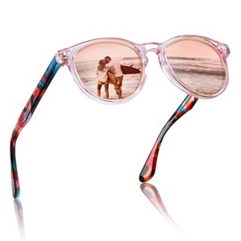 CARFIA Vintage Round Polarized Sunglasses Womens - UV400 Protection Oversized Acetate Frame Sunglasses, Classic Retro Style, One Size Fits Most