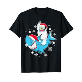 Yeti To Party Shark Santa Hat Christmas Pajama Xmas Gift T-Shirt
