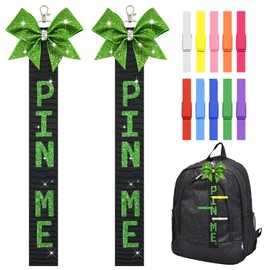 SOIDRAM 2 PCS Pin Me Ribbon Cheer Bag 10 PCS Cheer Pins Bow Keychain Cheerleading Pin Holder for Teen Girls Cheerleader Gifts Cheer Clips for Competition Cheer Accessories