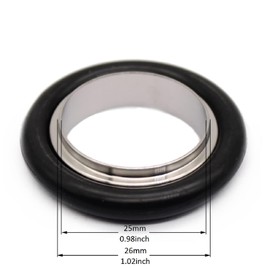 QMINOX KF16 Flange Centering Ring SS304 with FKM O-Ring, NW16 Vacuum Fittings Stainless Steel 304 Center Ring,ISO-KF Flange FKM Viton O-Ring 5pcs