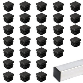 30 Pcs Square Plastic End Caps, Plastic Hole Plugs 20x20mm Tube Ribbed Inserts End Caps Black Inner Plugs, Furniture Foot Plug Cover Blanking End Caps Fence Post Plugs For Tables Desks Chairs
