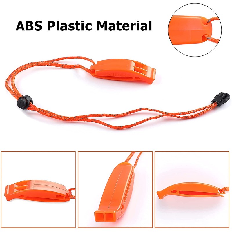 6PCS Safety Survival Whistles with Adjustable Reflective Lanyard Emergency Plastic