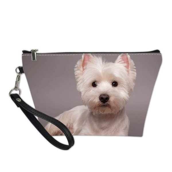 Showudesigns Cosmetic Bag for Women Toiletry Bag for Purse Dog Westie Cosmetic Bag Kids School Pencil Holder Portable Travel Kit Clutch Beige