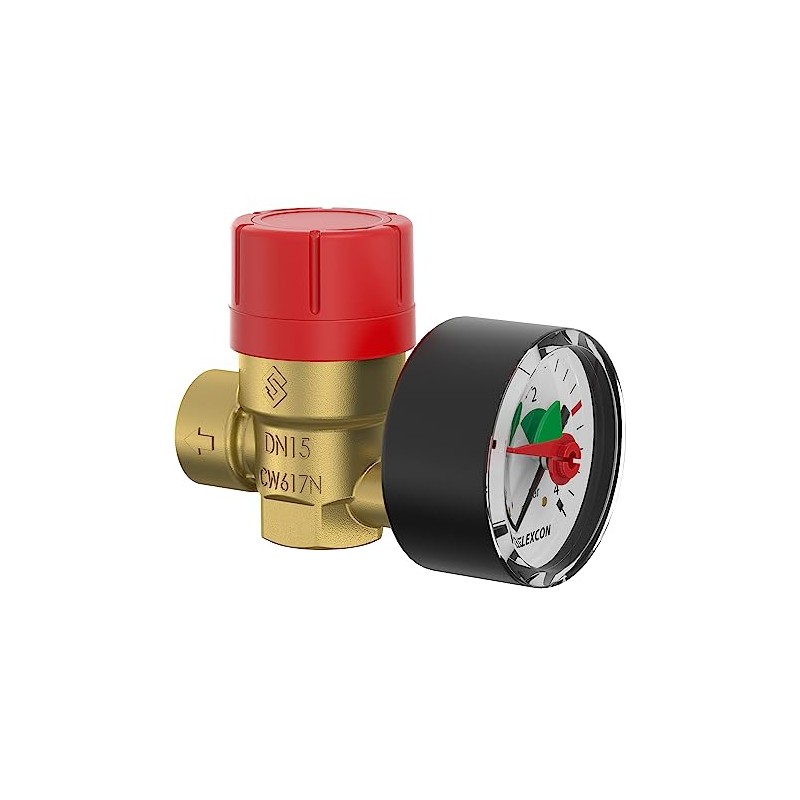 Flamco Prescomano 27683 Safety Valve with Pressure Gauge - Pressure