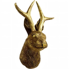 Numfog Jackalope Wall Mount,Gold Animal Heads for Wall，AimalHead Wall Decor,Wall Sculptures,Deer Antler Decor,Resin Vintage Hanging Ornaments,Whimsical Decor