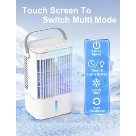 Portable Air Conditioner, 1200mL Evaporative Air Cooler, Personal Mini Air Conditioner with 3 Speeds & 2/4H Timer, 120° Oscillating Portable Ac Unit Fan Small Air Conditioner for Home Office Room